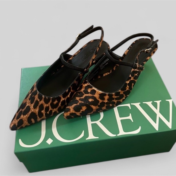J.Crew Robin slingback Cheetah kitten heels 7.5 Brand New in Box - Picture 2 of 10